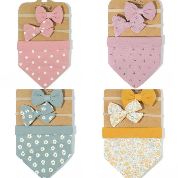 Muslin Triangle Dribble Bib & Headband set