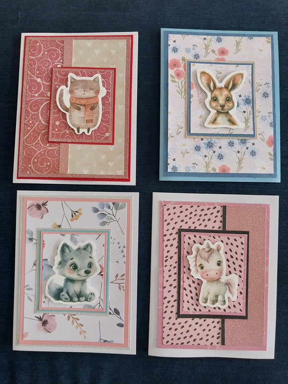 Handmade Greeting Cards Little Creatures Three