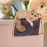 Bookmark Magnetic Cat With Ribbon