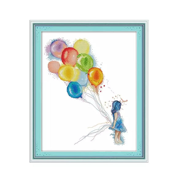 Cross Stitch Kit Girl With Balloons
