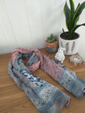 Scarf Grey, Blue & Pink