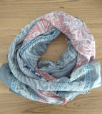 Scarf Grey, Blue & Pink