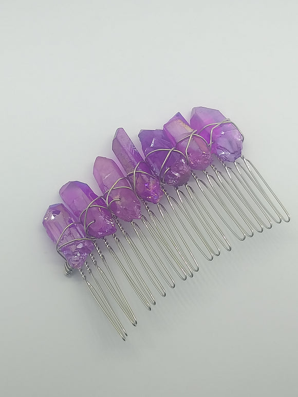 Hair Pin Purple 1 Coloured Quartz Crystal