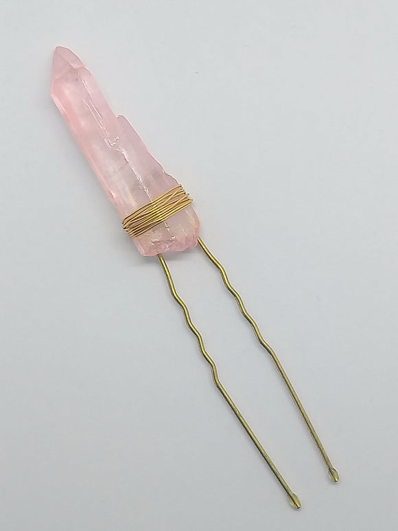 Hair Pin Light Pink Quartz