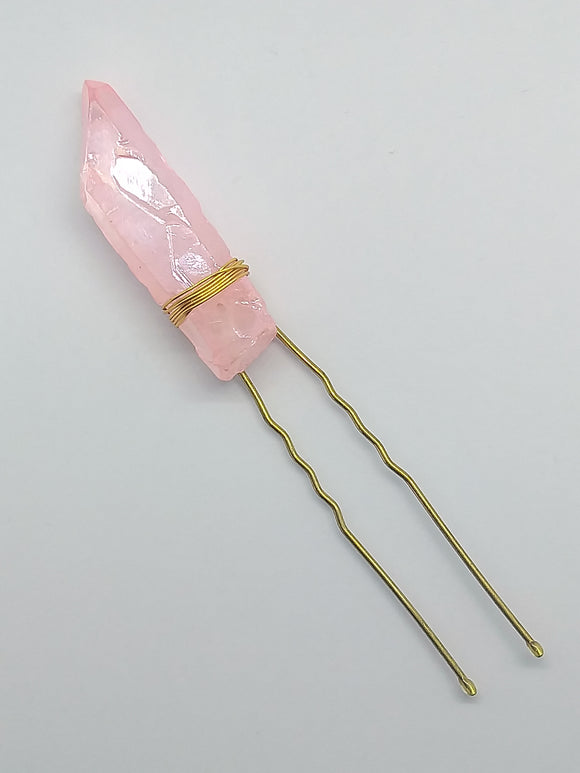 Hair Pin Light Pink Quartz
