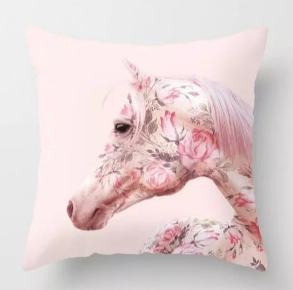 Cushion Cover Floral Horse