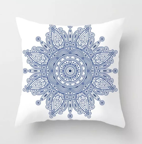 Cushion Cover Blue & White Mandala