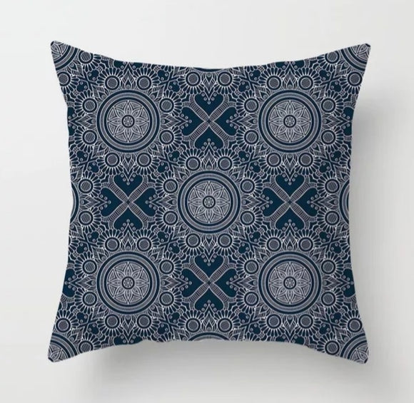 Cushion Cover Blue Mandala Circles
