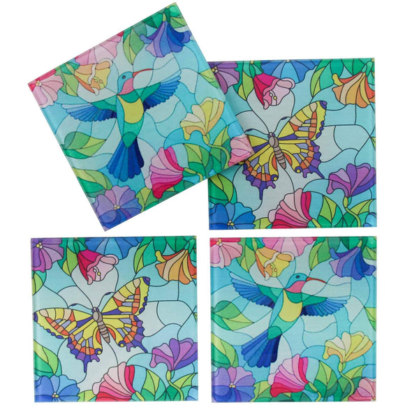 Coasters Glass Set of 4 Stained Glass